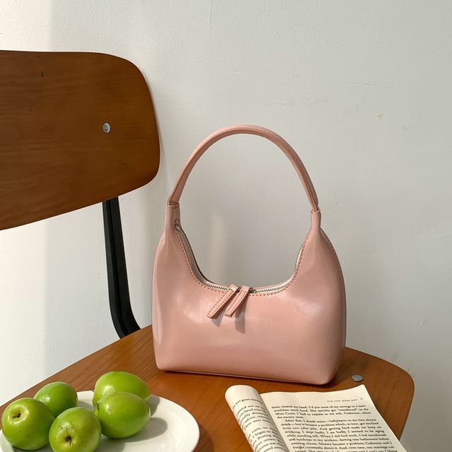 Shoulder Faux Plain Zip Bag Leather