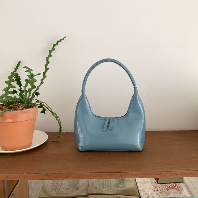 Shoulder Faux Plain Zip Bag Leather
