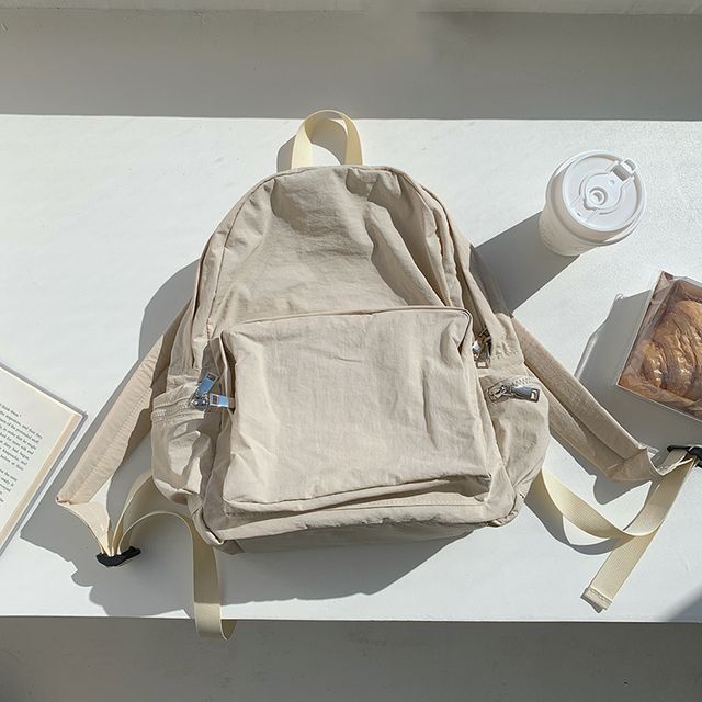 Backpack Plain Nylon Zip