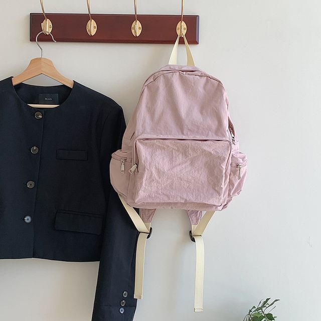 Backpack Plain Nylon Zip