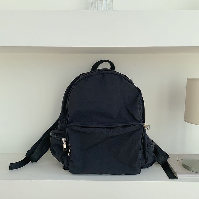 Backpack Plain Nylon Zip