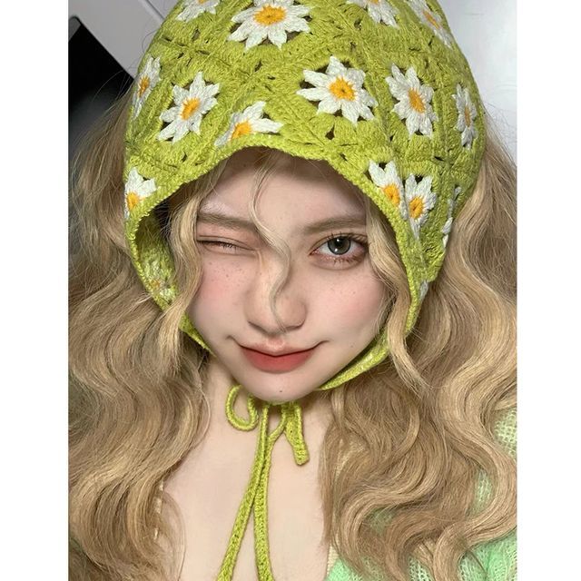 Head Embroidered Scarf Floral Lace Crochet
