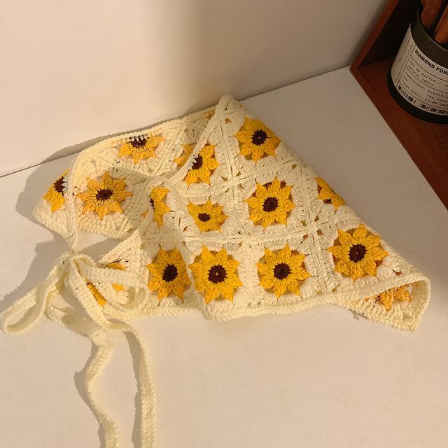 Head Embroidered Scarf Floral Lace Crochet