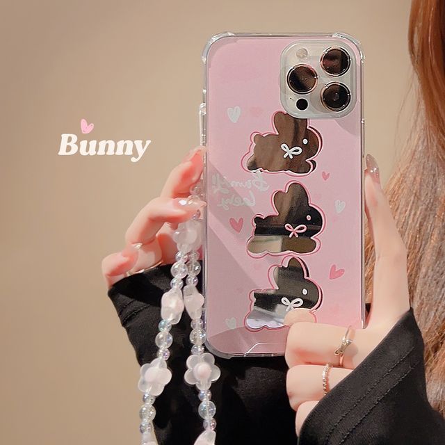 スマホケース ウサギ ミラー付き