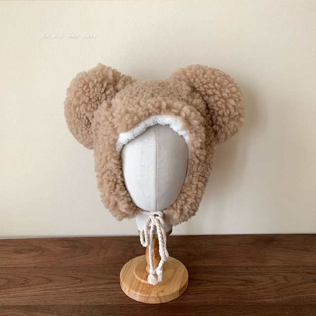 耳ふわふわクマ帽子トラッパー