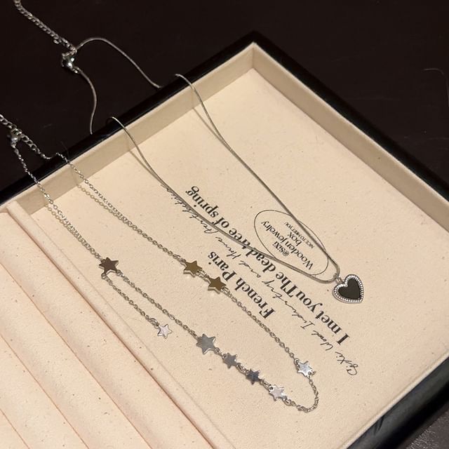 Heart Pendant Alloy Choker Set Necklace Star /