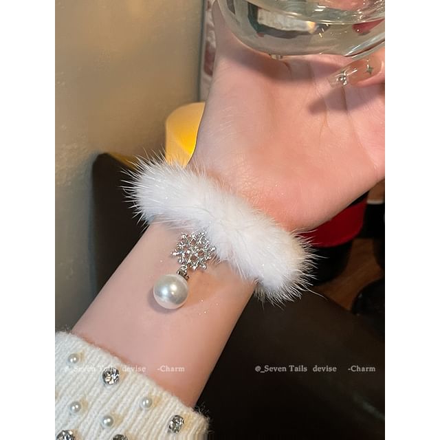 Set / Tree Bracelet Fluffy Drop Christmas Snowflake Earring Choker Chandelier