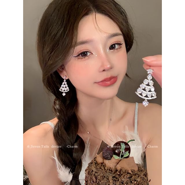 Set / Tree Bracelet Fluffy Drop Christmas Snowflake Earring Choker Chandelier