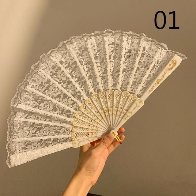 セットファンフローラルハンド/折りたたみデザイン)(様々なレースチョーカー