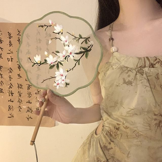 手刺繍/扇子プリントタッセル