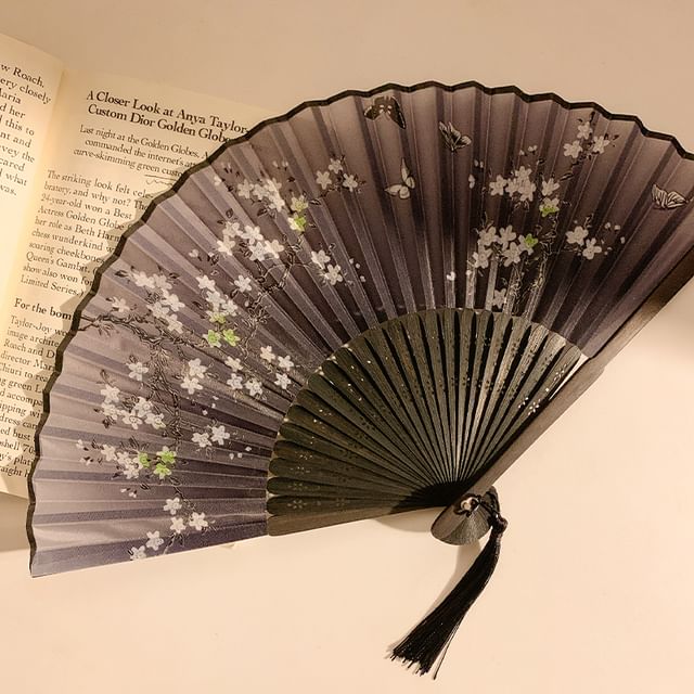 (Various Foldable Designs) Fan Print Bamboo Hand