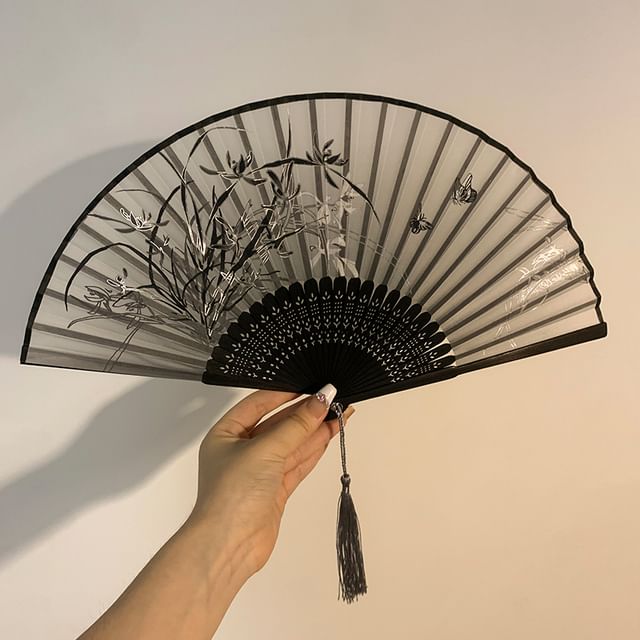 (Various Foldable Designs) Fan Print Bamboo Hand