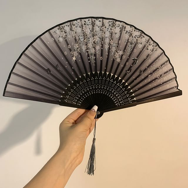(Various Foldable Designs) Fan Print Bamboo Hand