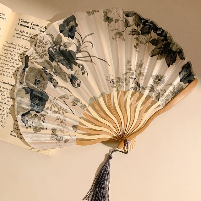 (Various Foldable Designs) Fan Print Bamboo Hand