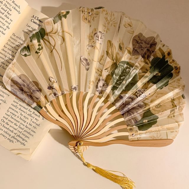 (Various Foldable Designs) Fan Print Bamboo Hand