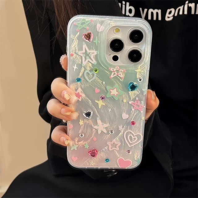 Phone Strap Set / Adhesive Case Decoration Star Rhinestone
