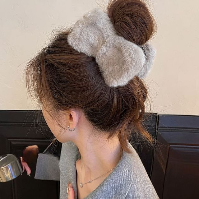 Clip Claw Hair Bow Chenille