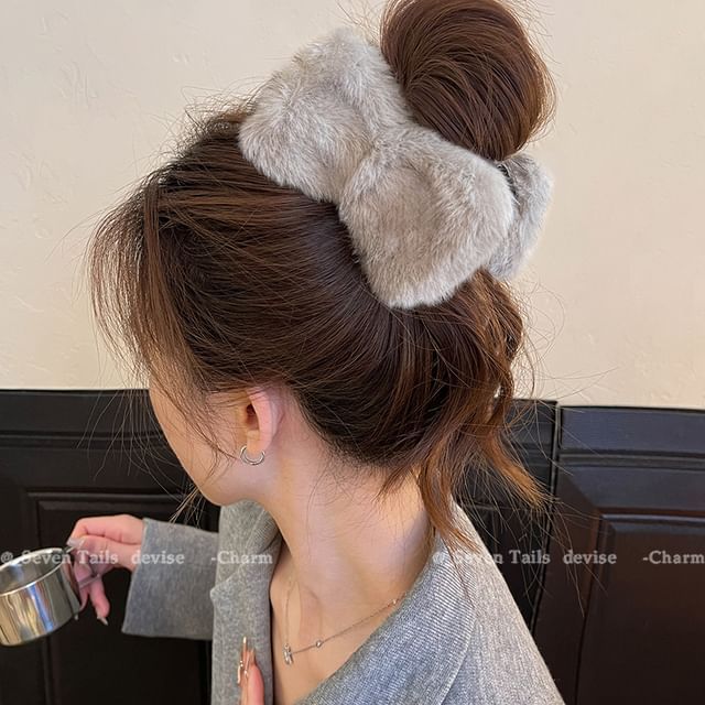 Clip Claw Hair Bow Chenille