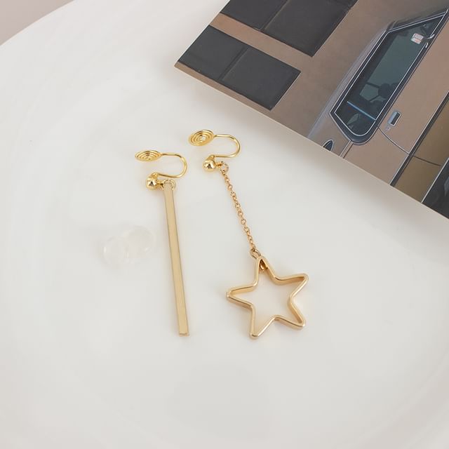 Earring / Drop On Star Clip Asymmetrical