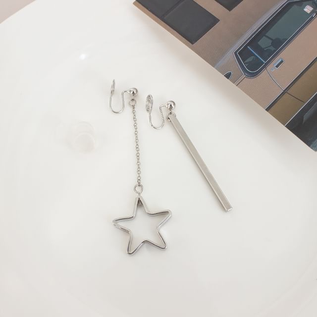 Earring / Drop On Star Clip Asymmetrical