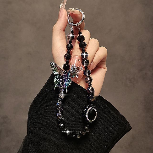 Faux Crystal Phone Butterfly Strap
