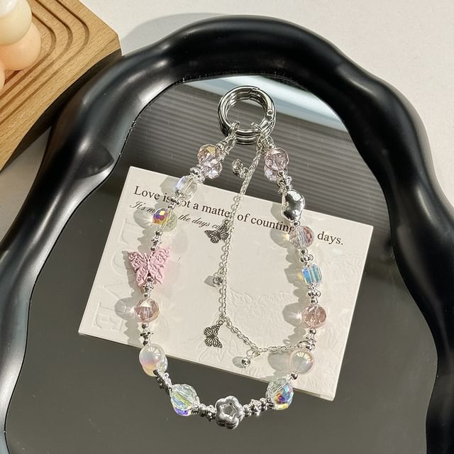 Strap Faux Phone Butterfly Pearl Crystal