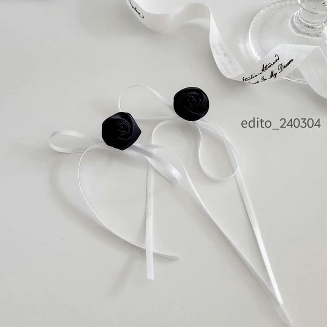 Flower Stud Ribbon Earring