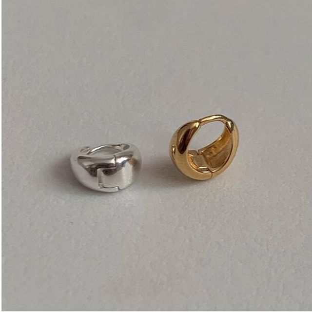 Glossy Sterling Silver Hoop Earring 925
