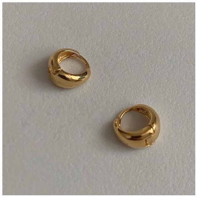 Glossy Sterling Silver Hoop Earring 925