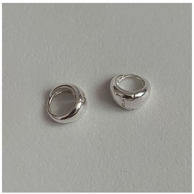 Glossy Sterling Silver Hoop Earring 925