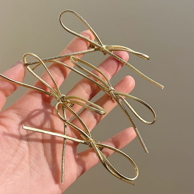 Clip Hair Set Metallic Bow