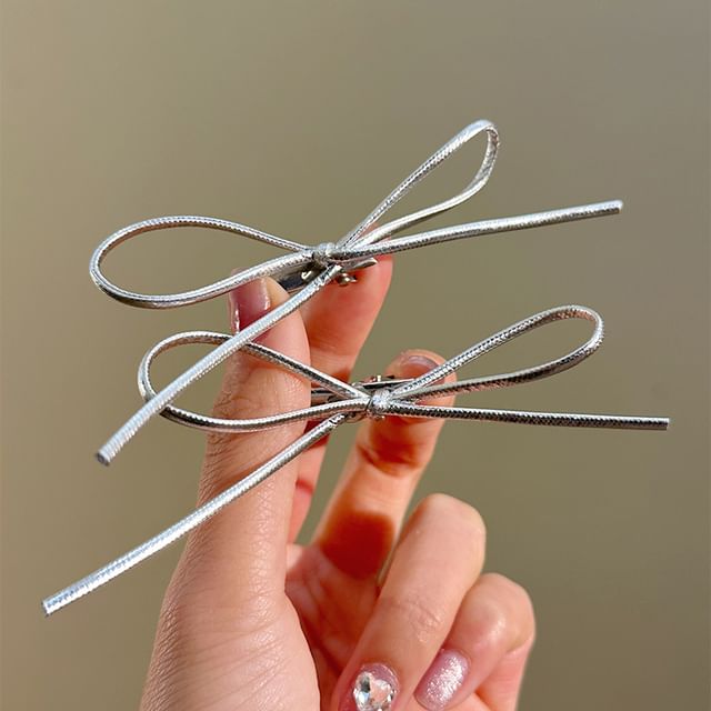 Clip Hair Set Metallic Bow