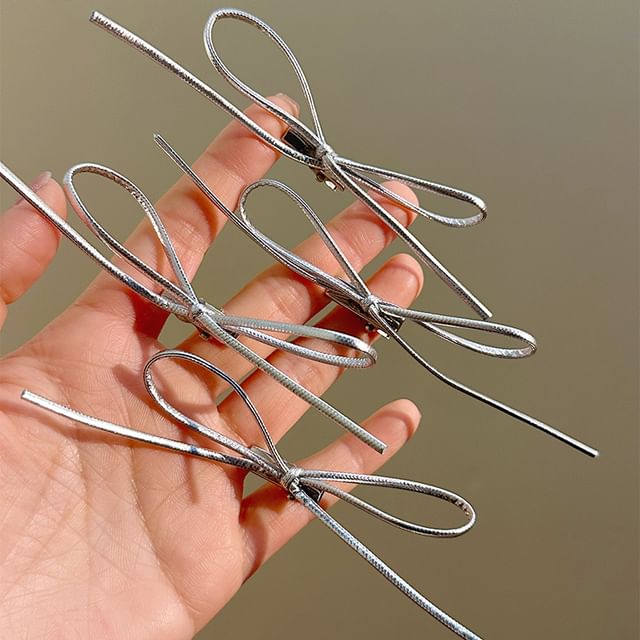 Clip Hair Set Metallic Bow