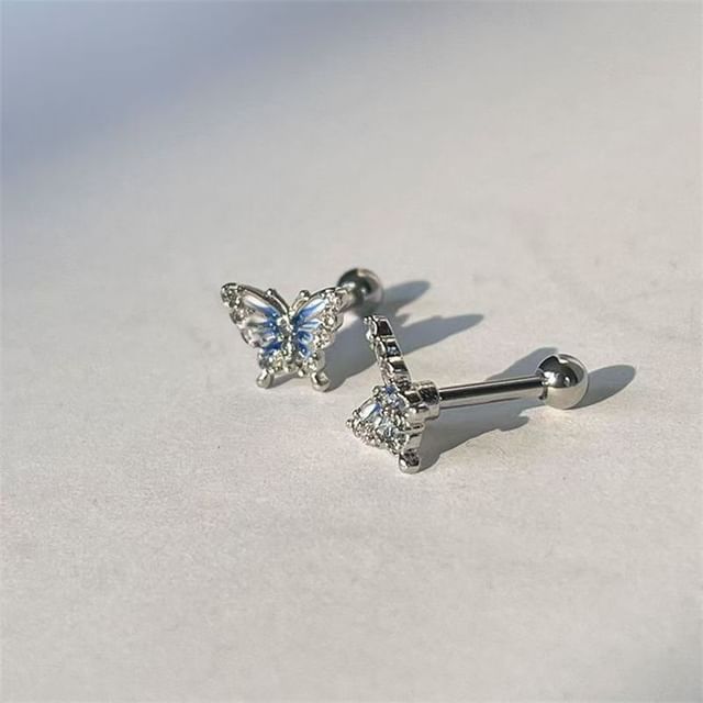 Stud Butterfly Rhinestone Earring