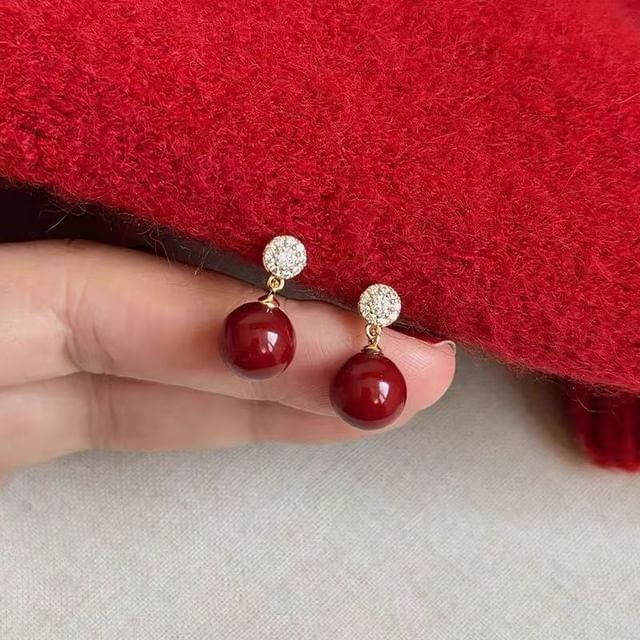 Rhinestone Drop Earring Alloy Bead