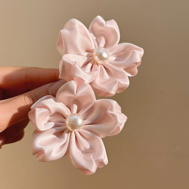 / Pearl Set Hair Faux Flower Clip