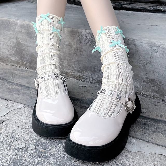 Plain Bow Short Socks