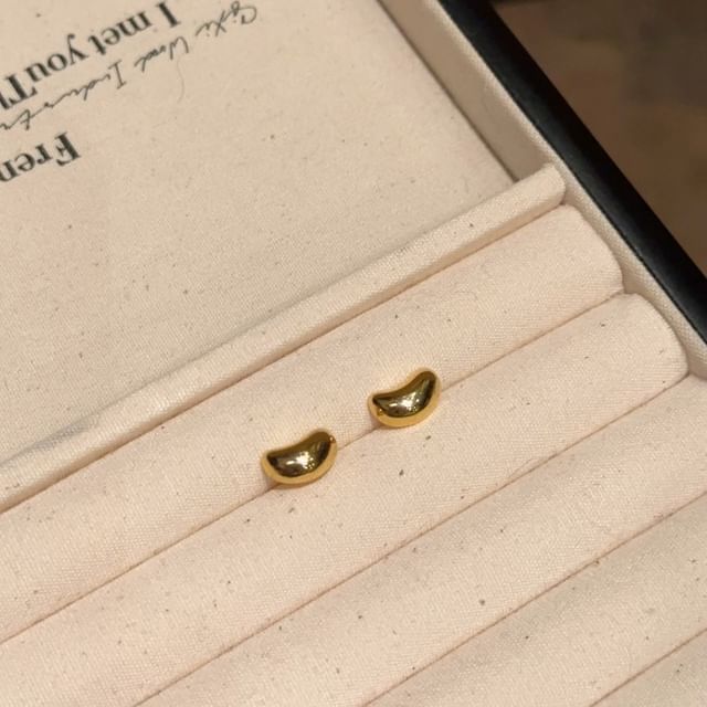 925 Silver Sterling Stud Earring Bean