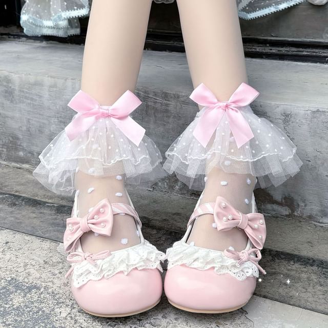 Mesh Socken Rüschen Gepunktet