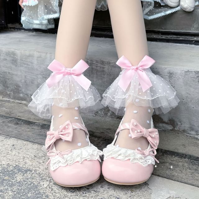 Mesh Socken Rüschen Gepunktet