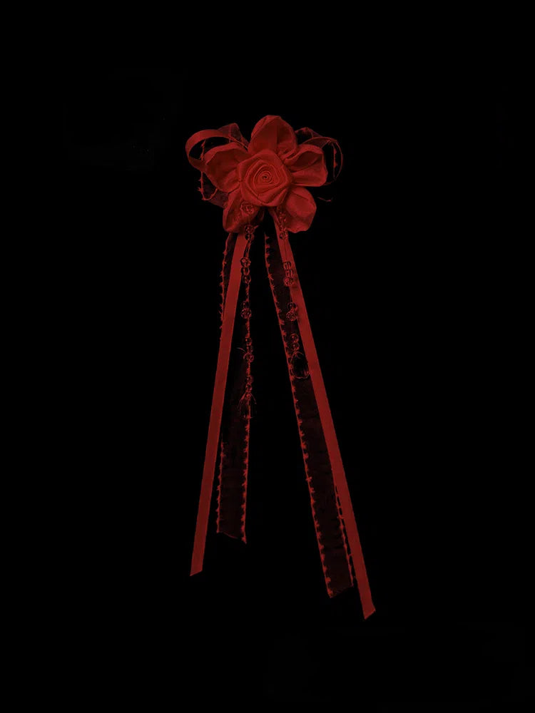 Brooch Flower / Purple Black Beige Red