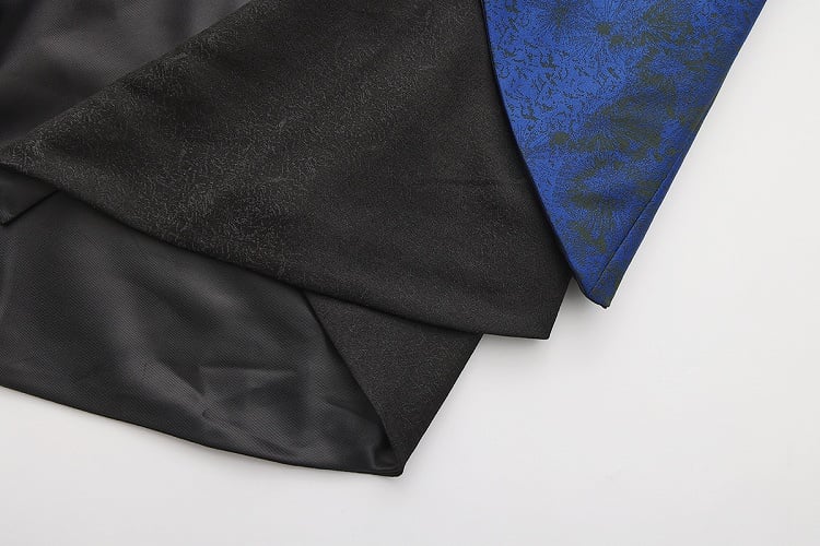 Langer ärmelloser Mantel und asymmetrische Ouji-Weste Blau Dunkelschwarz Lolita