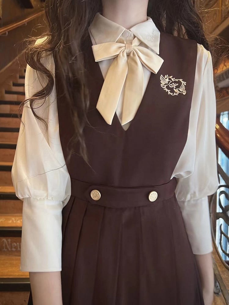 Leg-of-Mutton Gelb Creme Ärmel Chiffon Shirt