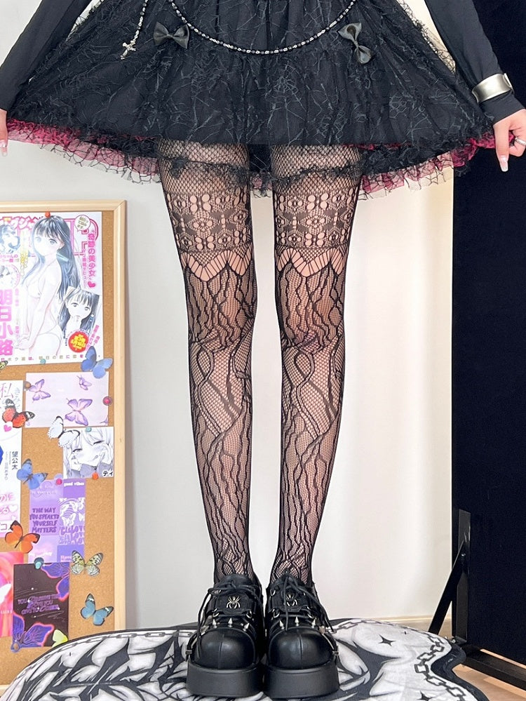 Tights Hollow-out Black Cut-out Design Details