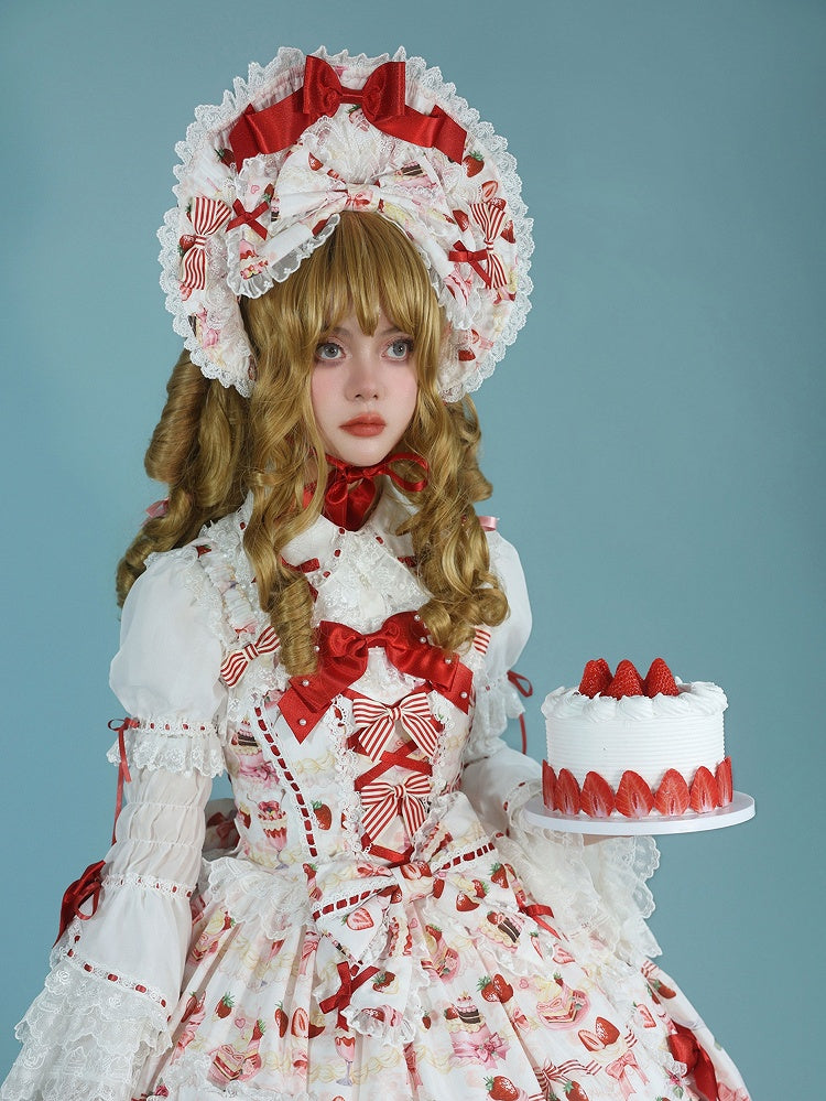 Lolita Pink Yellow White Sweet Bonnet /