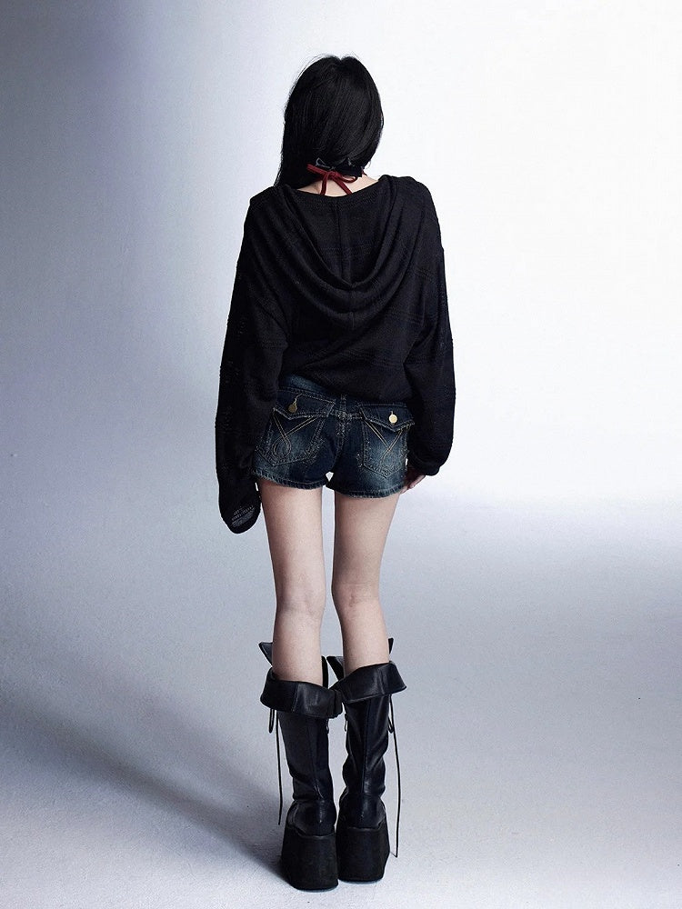 Loose Protection Yellow/Black Sun Top Knitted Hooded
