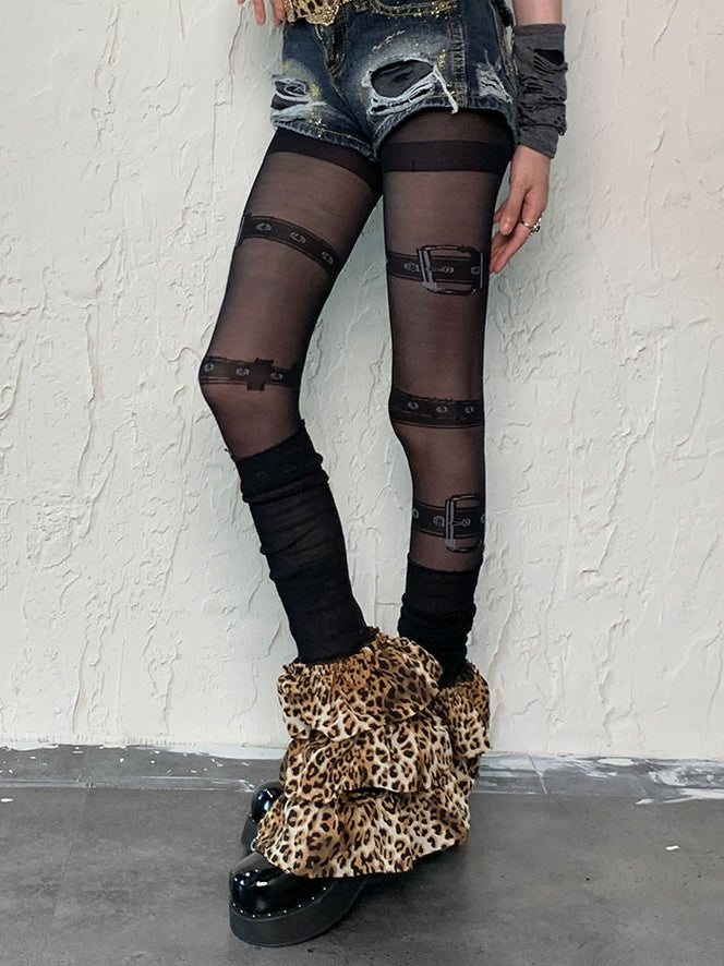 Black Punk Buckle Tights