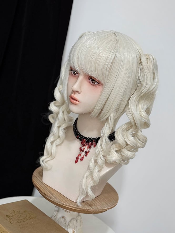 Roman Blonde Bangs Wigs Curly + Ponytails With Claw Two 48cm