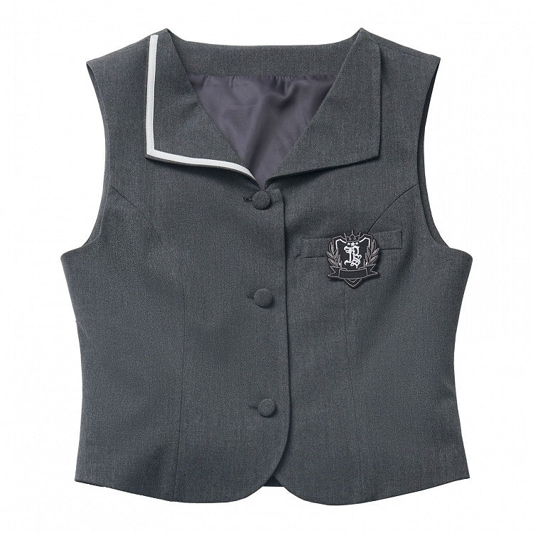 Dunkelgraue Weste im Preppy-Stil mit V-Ausschnitt