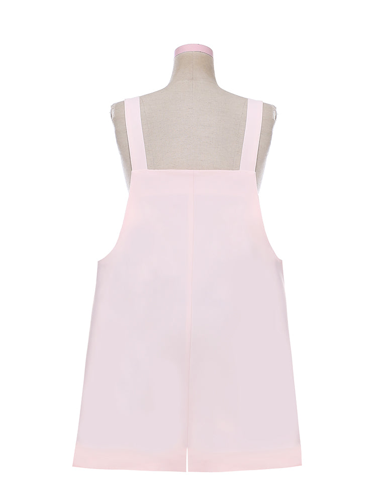 Adorable Piggy Pattern Bubble Shorts Overalls Pink